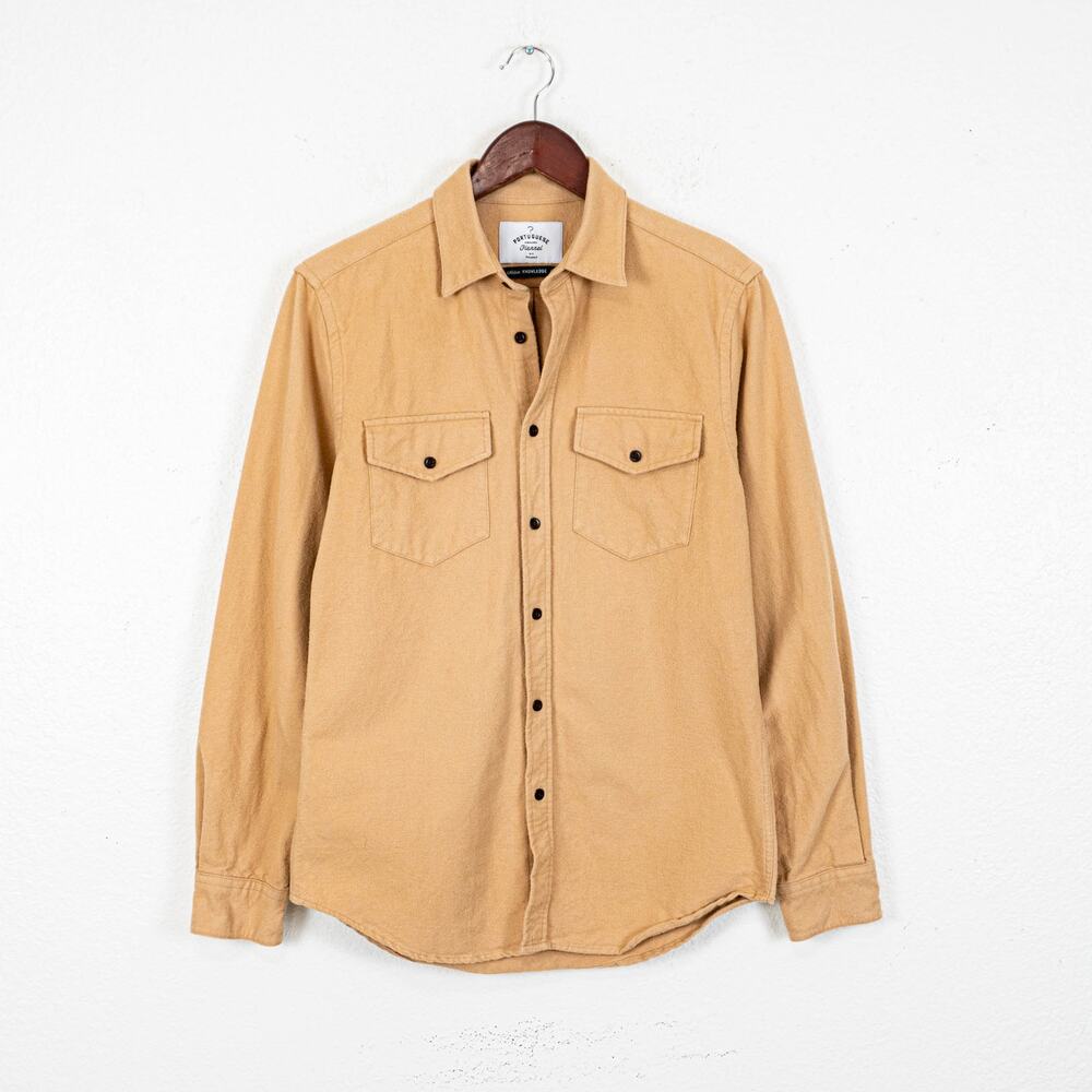 PORTUGUESE FLANNEL Campo Flannel Shirt Button up in Camel sz Small